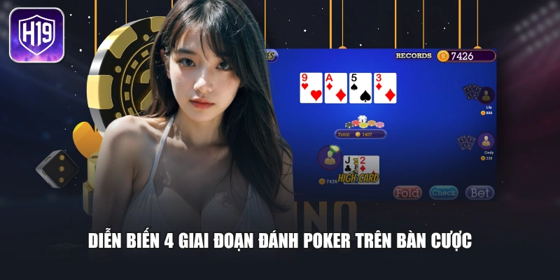 Diễn biến 4 giai đoạn đánh poker trên bàn cược